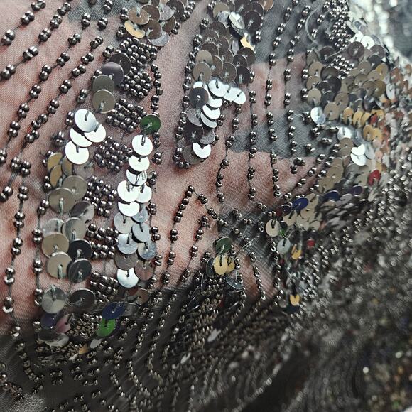 Iris Black Sequin top,  Y2K NY Eve Party Mother of the Bride Black Tie Vintage - Picture 6 of 7